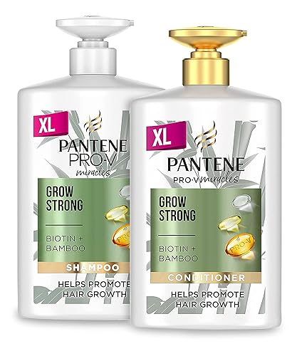 Pantene Grow Strong Shampoo and Conditioner Set, XL Hair Growth Shampoo For Dry Damaged Hair, Helps Reduce Hair Loss with Bamboo and Biotin, VALUE PACK, 2x 1L - Shampoo & Conditioner Set, 2x 1L