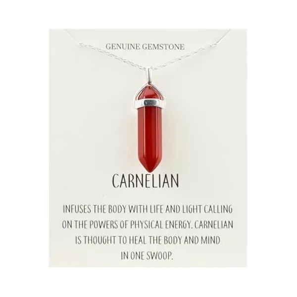 Philip Jones Carnelian Gemstone Necklace with Quote Card