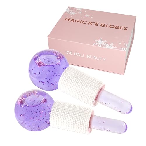 Face Ice Globes- Perfect Beauty Tool to Reduce Puffiness and Redness, Ice Globes for Face- Brighten Skin & Enhance Your Natural Glow, Facial Ice Globes -Tighten Skin and Reduce Fine Lines - Purple