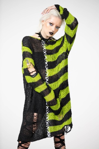 Acidic Knit Sweater | M / Black & Green / 100% Acrylic