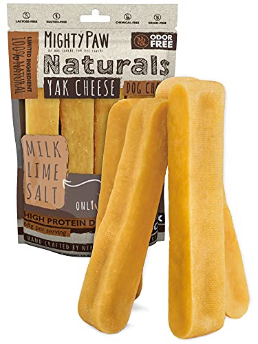 Mighty Paw Yak Cheese Dog Chews - All-Natural Treats for Dogs - High Protein Treat With 68 Grams Of Protein Per Chew - Delicious And Long Lasting - Odor Free With Limited Ingredients - (Large, 4 Pack) - Large - 4 Pack (Most Popular)