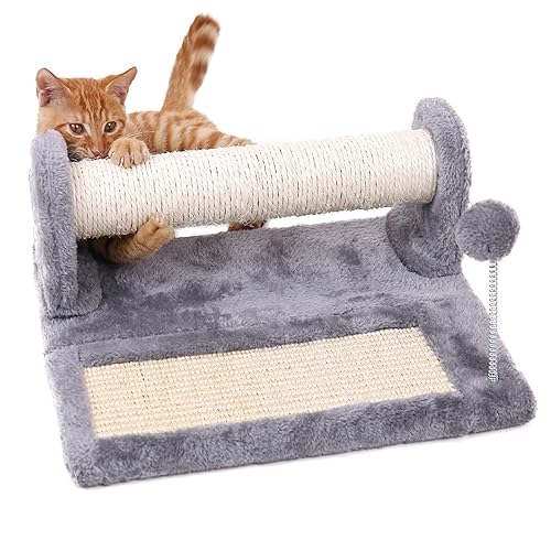 PAWZ Road Cat Scratching Post and Pad, Sisal-Covered Scratch Posts and Pads with Play Ball Great for Kittens and Cats - Cat Post