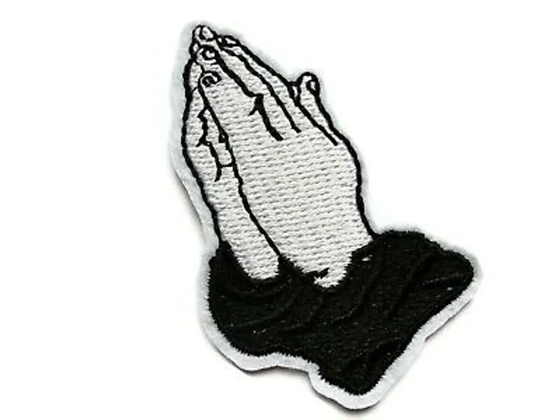 Black White Praying Hands Christian Embroidered Iron On Patch 2.25 Inches  | eBay