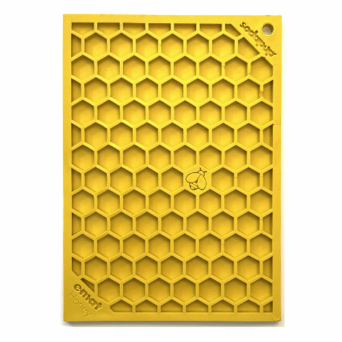 Honeycomb Design Emat Enrichment Lick Mat - Honeycomb E-Mat - small yellow