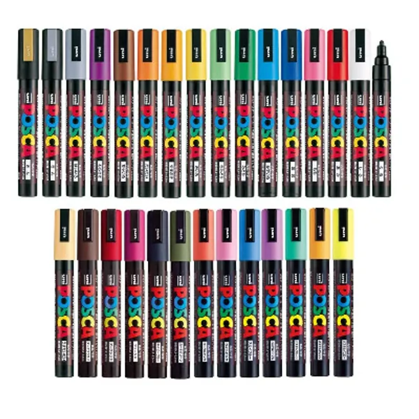 Uni Posca Paint Marker FULL RANGE Bundle Set , Mitsubishi Poster Colour ALL COLOR Marking Pen Medium Point ( PC-5M ) 29 Colours ( 22 Standard  7 Natural ) Japan Import
