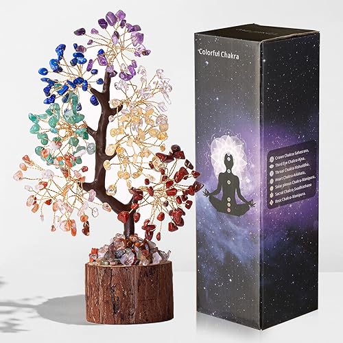 DUQGUHO 7 Chakra Tree of Life Crystal Tree for Positive Energy Healing Crystals Decor Spiritual Gifts for Women Office Decorations for Work Spiritual Decor for Home - A-colorful#1