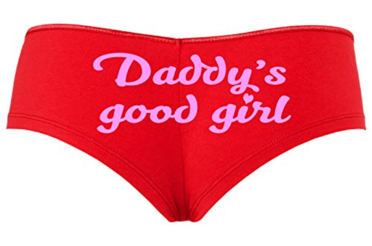 Knaughty Knickers Daddys Good Girl Cute Sexy Red Boyshort Panties DDLG BDSM CGLG - X-Large - Bubble Gum