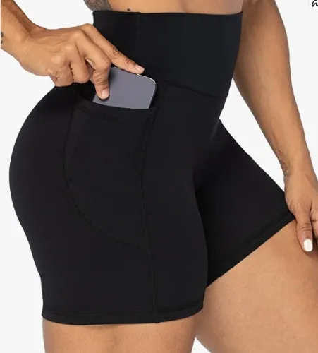 Sunzel 8" / 5" / 3" Biker Shorts for Women with Pockets, High Waisted Yoga Workout Shorts - 5" Black Medium