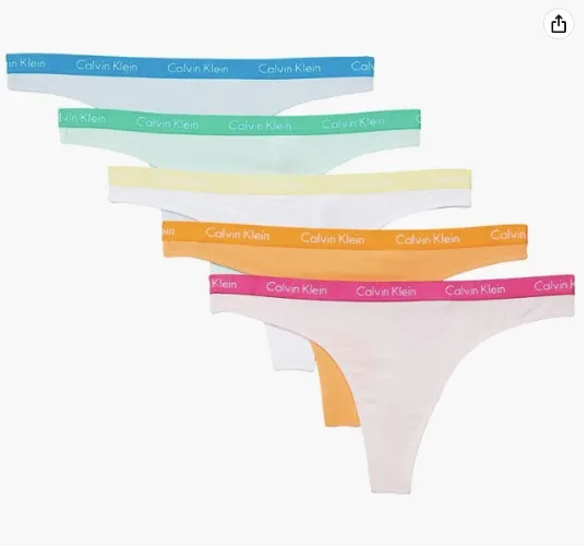 Amazon.com: Calvin Klein Women's Carousel Logo Cotton Thong Panty, Wizard Gold/Party Pink/POP Yellow/Blue Cyan/Zen, S : Clothing, Shoes & Jewelry