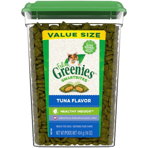 FELINE GREENIES SMARTBITES HEALTHY INDOOR Natural Treats for Cats, Tuna Flavor, 16 oz. Tub - Tuna 1 Pound (Pack of 1)