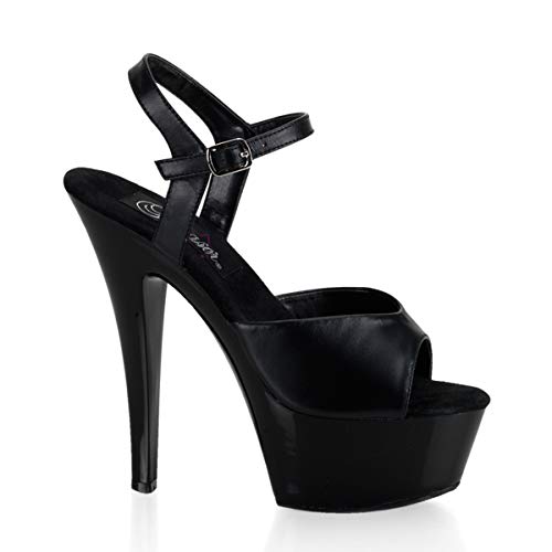 Pleaser Femme Kiss-209 Sandales Bout Ouvert - 37 EU - Cuir Noir Noir
