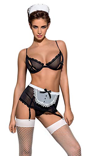 Selente Love & Fun Séduisant Costume/déguisement Femme avec Bandeau pour Les Yeux. Fabriqué dans l'UE. - S-M - Noir Servante 2