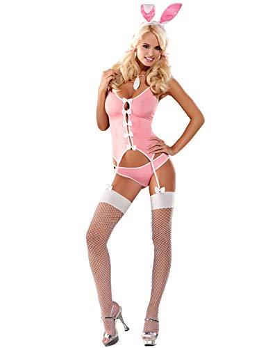 Selente Love & Fun Séduisant Costume/déguisement Femme avec Bandeau pour Les Yeux. Fabriqué dans l'UE. - S-M - Lapine Rose