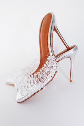 Goldie Clear Drip Chandelier Open Toe Mules 100 mm | 8.5