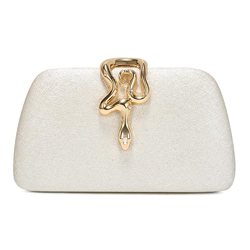 SWEETV Glitter Clutch Purses for Women Elegant Evening Bag for Parties, Weddings, and Formal Events - 02-pearl White