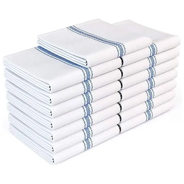 Zeppoli Classic Küchentücher - 15 Pack - 35.5 x 63.5 Zentimeter - 100% natürliche Baumwolle Geschirrtücher - Wiederverwendbare Reinigungstücher - Geschirrtücher - Handtücher - 15 Pack - Blaue Geschirrtücher