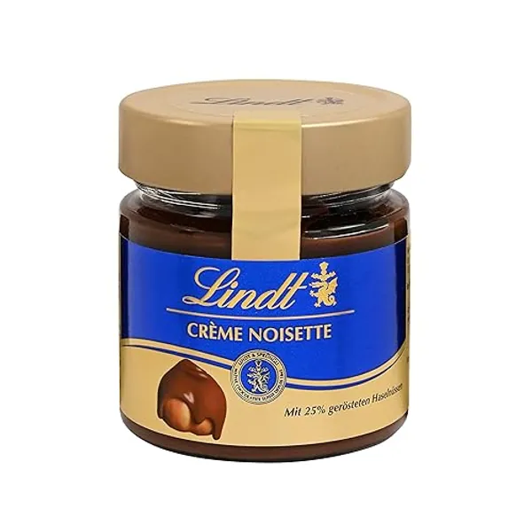 Lindt Schokolade - Brotaufstrich Crème Noisette | 220 g | Haselnusscrème Brotaufstrich im Glas mit aromatischem Kakao und 25% gerösteten Haselnüssen | Schokoladen-Brotaufstrich| Schokoladengeschenk - Haselnusscreme, 25 %