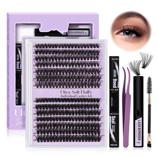 Lash Clusters Kit 280PCS Lash Clusters 70D+90D Lash Extension Kit 10-18MIX Eyelash Extension Kit Ultra - Soft Volume Individual Lashes Kit D Curl Lashes Extension Kit(70+90d-D-10-18)