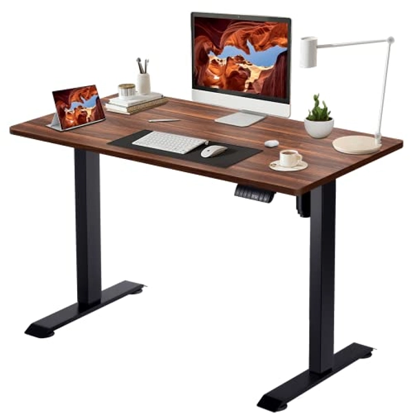 KAIMENG Standing Desk Electric Height Adjustable Desk Sit to Stand Desk Stand Up Desk with 4-memory Presets (Walnut)