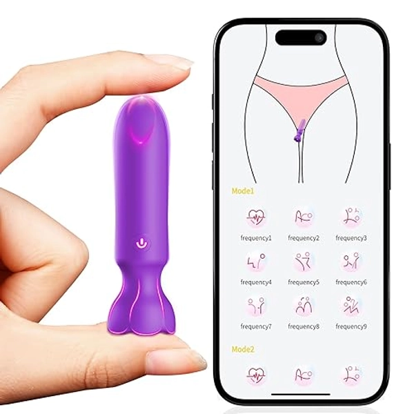 Mini Bullet Vibrator Adult Toys - Vibrators App Controlled Female Sex Toys with 9 Vibration Modes, Lipstick G Spot Dildo Clitoral Vibrator, Long Distance Discreet Vibrator for Women & Couples (Purple)