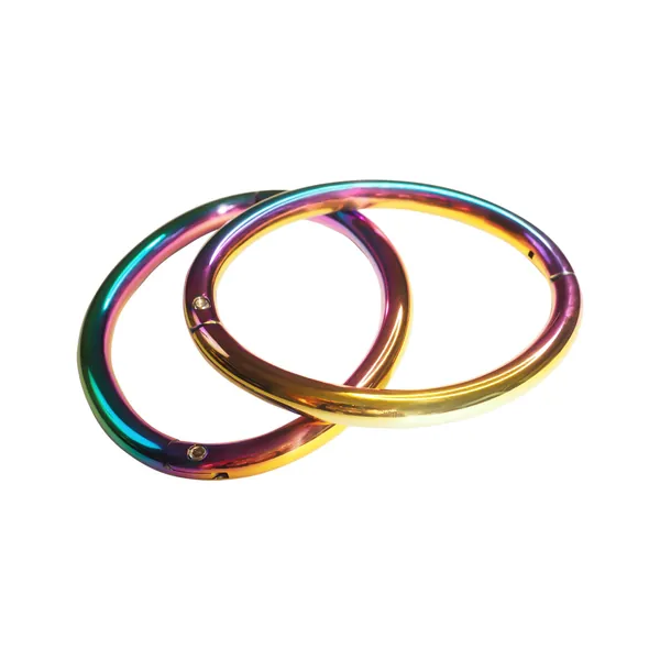 Bracelet de cheville ou bracelet de cheville elliptique arc-en-ciel de 6 mm sur acier inoxydable - Plusieurs tailles disponibles