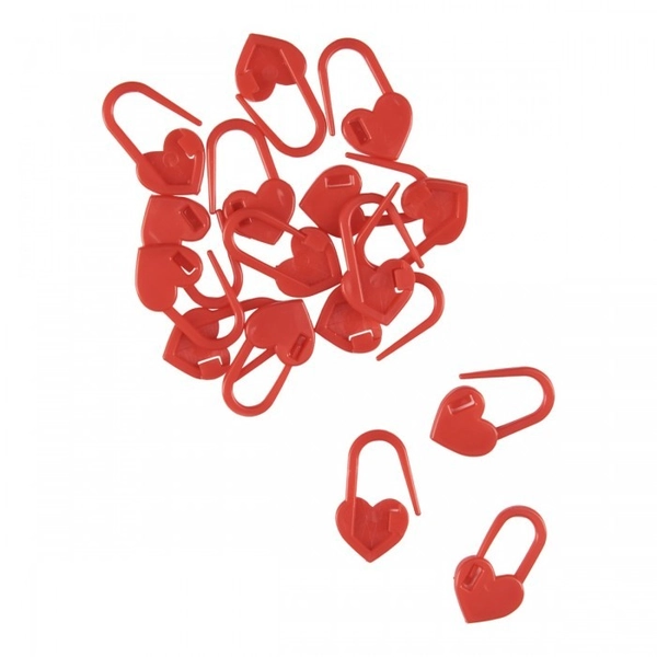Stitch Markers w/lock – Heart from Hobbii