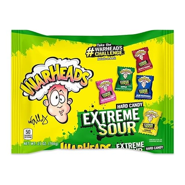 Warheads Extreme Sour Hard Candy 175 Pieces Assorted Flavors - 25 oz bag