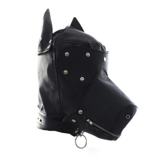 Locking Lace-Up Vegan Leather Dog Hood Mask