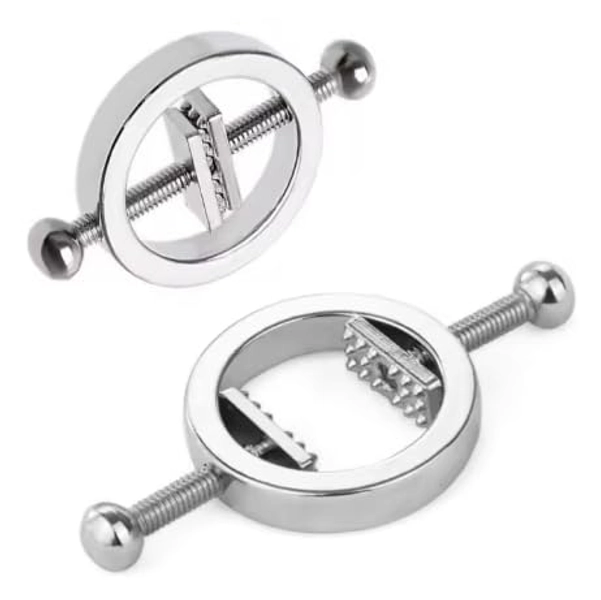 2 Pack Spiked Nipple Clamps Rings for Women - Stainless Steel Non-Piercing Nipple Jewelry Sexy Body Nipple Jewelry Adjustable Pressure Screw Nipple Ring