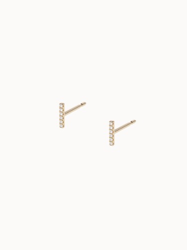 Diamond Bar Studs - Pair (2 Earrings)