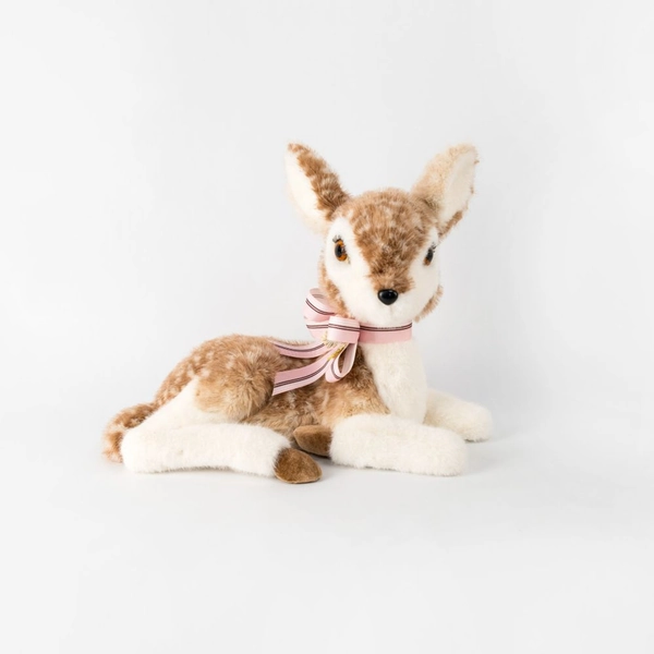 Sitting Deer With Pink/Black Bow 42 x 25 x 34 cm