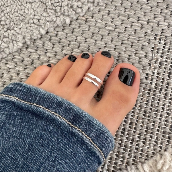 Silver Stacked Toe Ring | Etsy