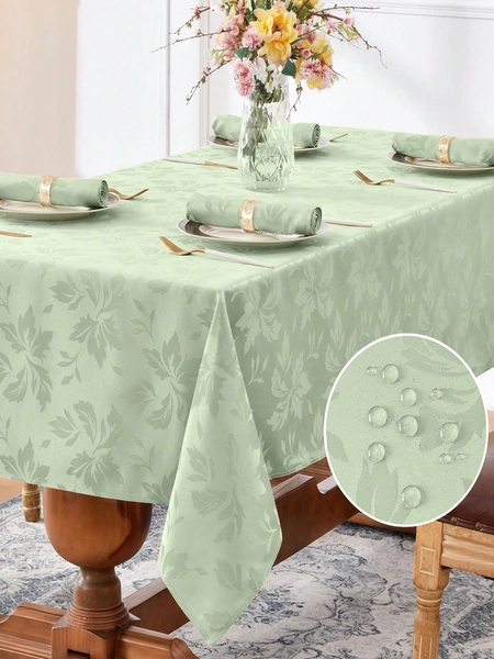Waterproof Tapestry Rectangular Tablecloth, Leaves Pattern, Thick Fabric, Suitable For Dinners, Parties, Holidays