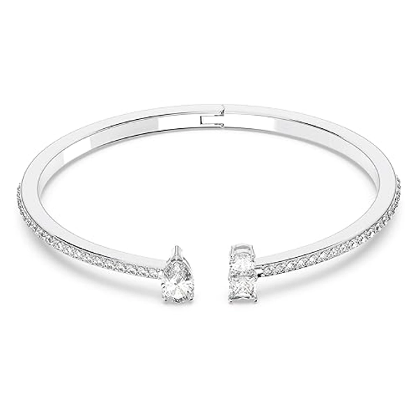 Swarovski Attract Armreif, Weiss, Rhodiniert