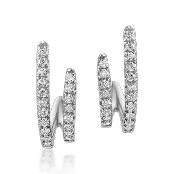 Fehérarany geometrikus fülbevaló 0.13ct gyémántokkal