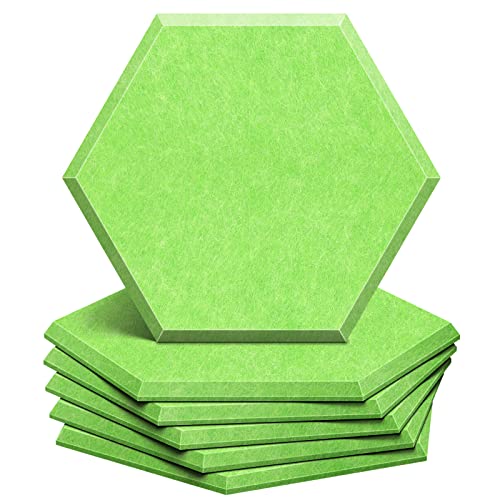 ZHERMAO 6 Pack Acoustic Panels Sound Proof Padding,14 X 13 X 0.4 Inches Sound Dampening Panels Bevled Edge Sound Panels, Used in Wall Decoration and Acoustic Treatment（Hexagon) (Fruit Green) - Fruit Green