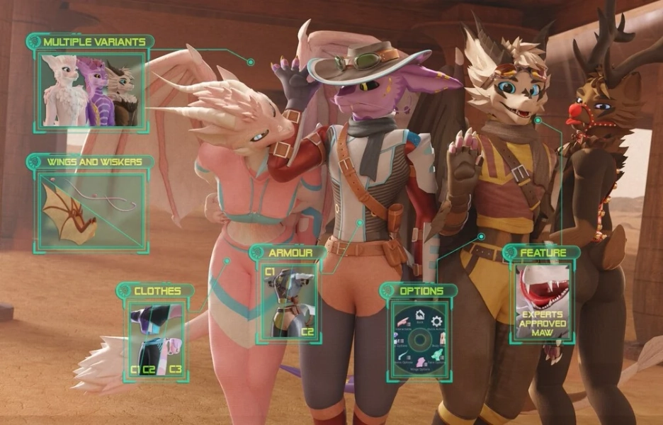 Durgarra: Fluffy Dragon for VRChat + VRM (Incl Deer + Wyvern) (Quest + PC)