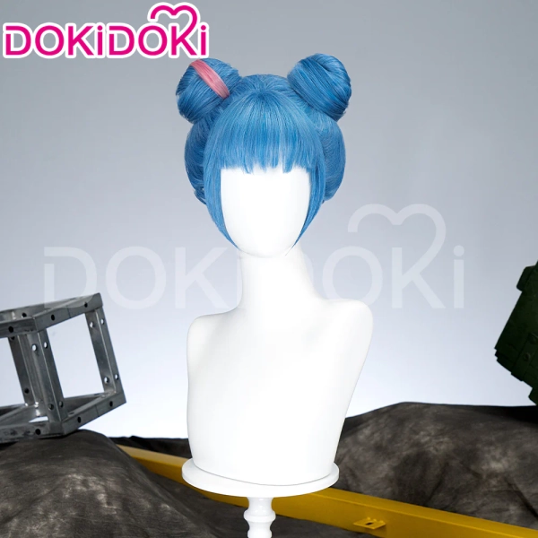 【Short Wig Ready For Ship】DokiDoki Anime Cosplay Wig / Necklace Short Blue Short / Pigtail / Double Bun Purple Highlights Hair  Kids Young Version | Short Wig Only-Ready For Ship