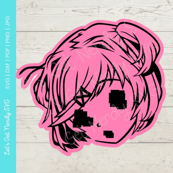Doki Doki Glitch - natsuki svg, dxf, pdf, png, jpg clipart - digital download craft and cutting file