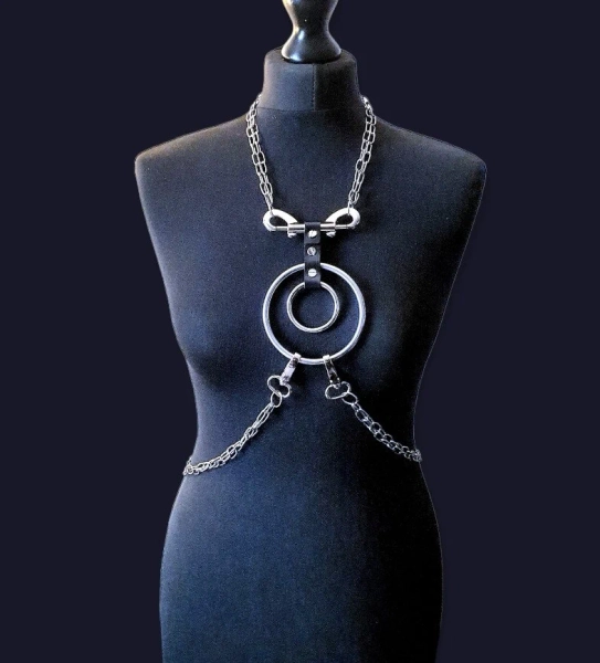 Goth body harness, body chain, body belt