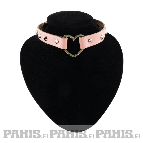 Bullet 69  Row Conical with Heart - Choker, Baby Pink