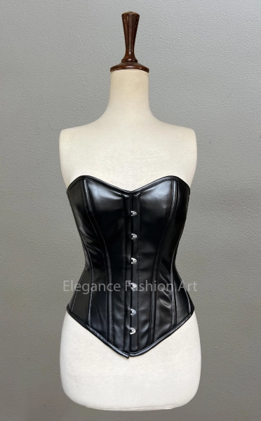 Women's Overbust Waist Trainer Leather Corset Heavy Duty Double Steel Boned Costume Corset