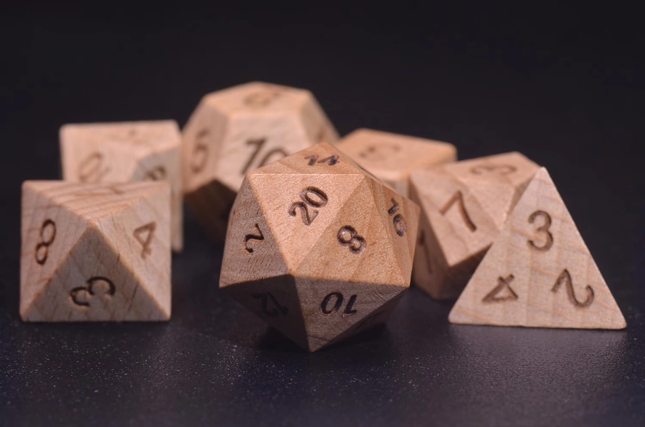 Elven Druid Wooden Dice Set – Handcrafted Wooden D20 & RPG Dice for Nature Lovers – dnd dice wood polyhedral dice