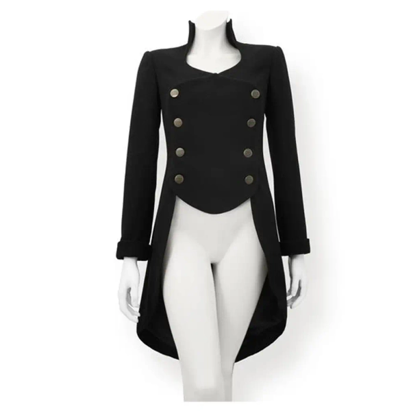 Steampunk Victorian Black Tailcoat | Women's Double Breasted Gothic Tailcoat