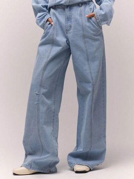 MUSERA Washed Bleached Balloon Fit Denim Jeans Co-Ord Bottoms Only Fall Autumn Old Money Cute Country Cottage Core Back To School Casual For Women Butterscotch Office Work Everyday