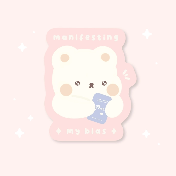 Manifesting my bias sticker | Waterproof glossy vinyl sticker | Journaling, Planner, Deco | Cute kawaii stickers