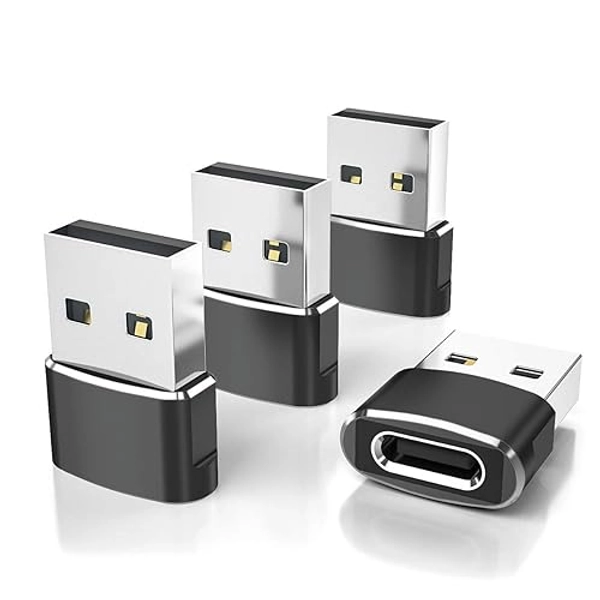 Elebase USB to USB C Adapter 4 Pack,Type-C Female to A Male Car Charger Converter for New iPhone 16 Pro Max Plus 15 14 13,Apple Watch 10,iWatch 8,Airpods,iPad 9 Air 5 Mini 6 7,Samsung Galaxy S24 Ultra