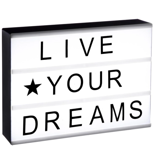 light box z napisami, biała