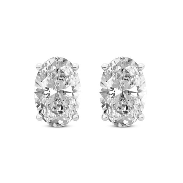 Four Prong Oval Lab Diamond Stud Earrings