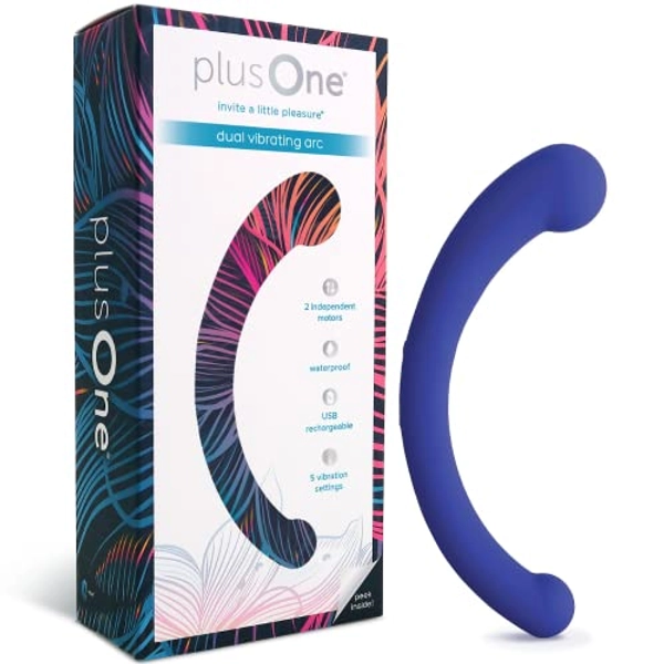 plusOne Dual Vibrating Arc Personal Massager - Made of Body-Safe Silicone, Fully Waterproof, USB Rechargeable - Vibrator for Women with 5 Vibration Settings
